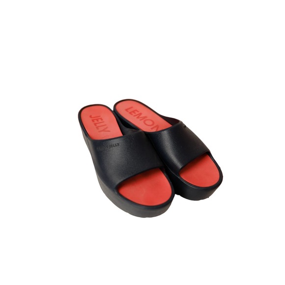 Lemon Jelly Platform Slides Sandals Blue Red Soles Wedges‎ Slip On Size 41 - Picture 1 of 6
